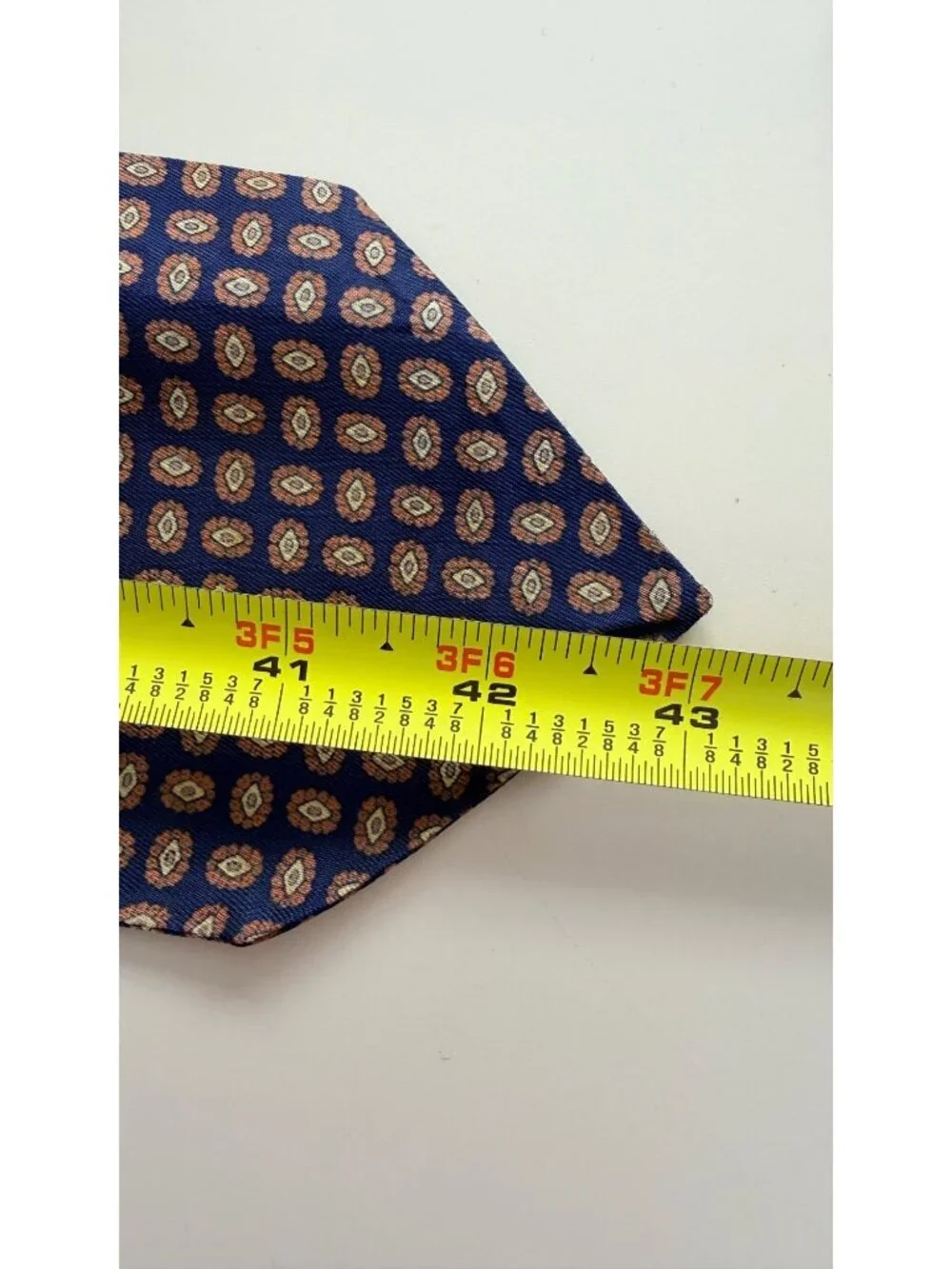 Hardy Amies Blue & Orange Geometric Pattern Scarf Ascot Tie